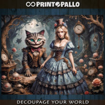 Alice in Wonderland en Cheshire Cat - Decoupage 