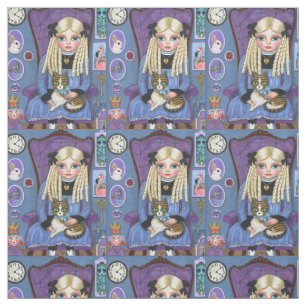 Alice in Wonderland en Dinah Cat Cute Fairy Tale Stof