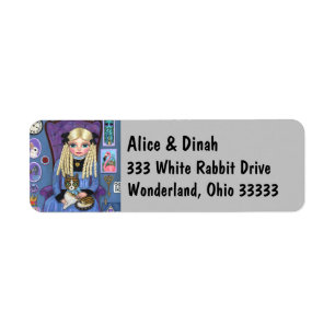 Alice in Wonderland en Dinah Cat Fairy Tale Etiket