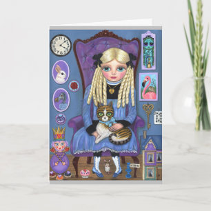 Alice in Wonderland en Dinah Cat Fairy Tale Kaart