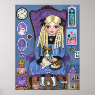 Alice in Wonderland en Dinah Cat Fairy Tale Poster