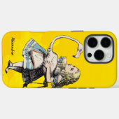 Alice in Wonderland en een Flamingo op Geel Case-Mate iPhone Case (Achterkant (horizontaal))
