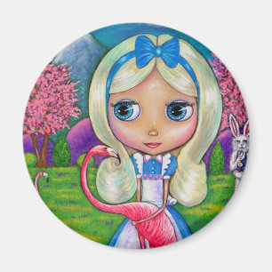 Alice in Wonderland en Flamingo Magnet Magneet