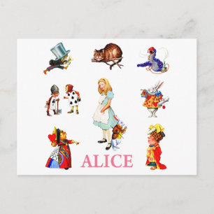 Alice in Wonderland en Friends Briefkaart