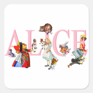 Alice in Wonderland en Friends Vierkante Sticker