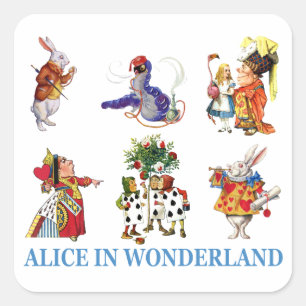 Alice in Wonderland en haar vrienden Vierkante Sticker