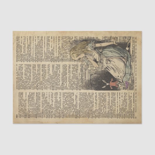 Alice in Wonderland en het witte konijn Tissuepapier (Voorkant)