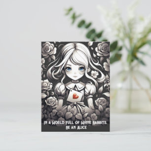 Alice in Wonderland en rozen floral Fantasy Briefkaart