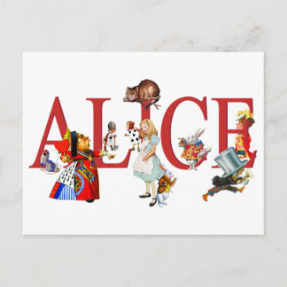 Alice In Wonderland en Vrienden Briefkaart