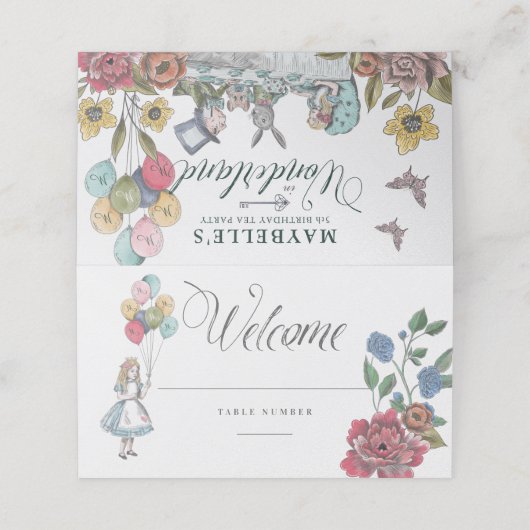 Alice in Wonderland Fairytale Birthday Party Table (Buitenkant ongevouwen)