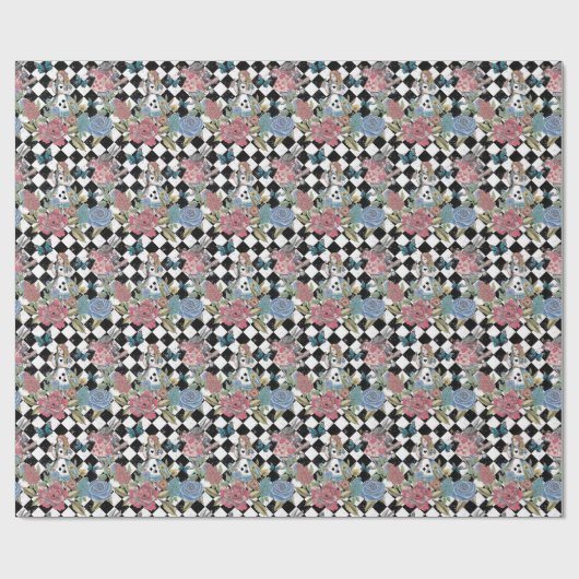 Alice in Wonderland Fairytale Checkerboard Cadeaupapier (Vlak)