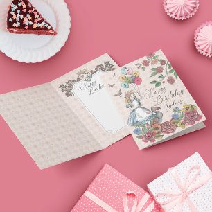 Alice in Wonderland Fairytale Happy Birthday Card Kaart