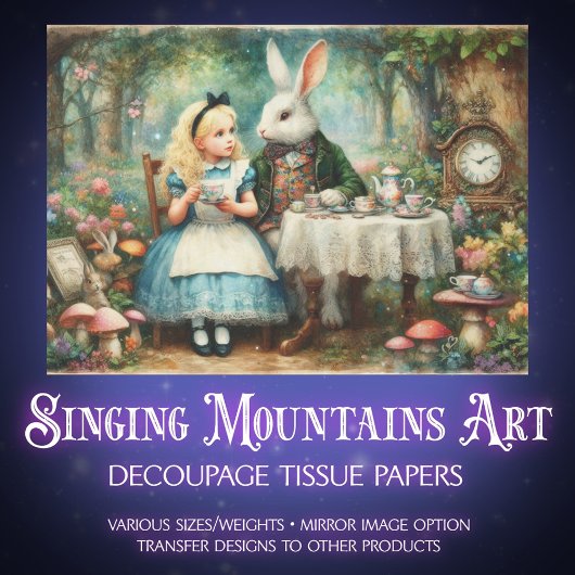 Alice in Wonderland Fairytale Tea Party Decoupage Tissuepapier