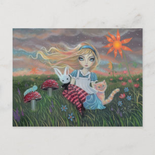 Alice in wonderland Fantasie Kunst Ansichtkaart Briefkaart