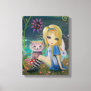 Alice in Wonderland Fantasy Fairytale Art Big Eye Canvas Afdruk