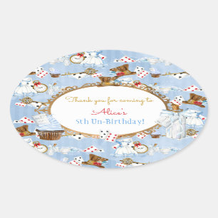 Alice in Wonderland Favor Cadeau Bedankt Ovale Sticker