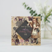 Alice in Wonderland Feestdagenkaart (Staand voorkant)
