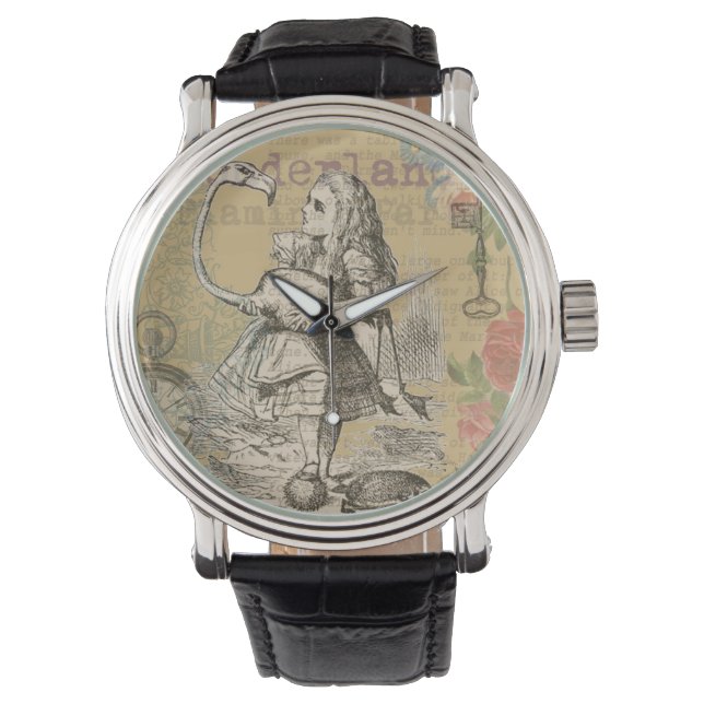 Alice in Wonderland Flamingo Classic Horloge (Voorkant)