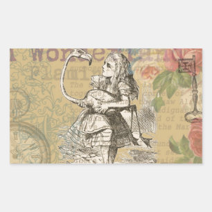 Alice in Wonderland Flamingo Classic Rechthoekige Sticker