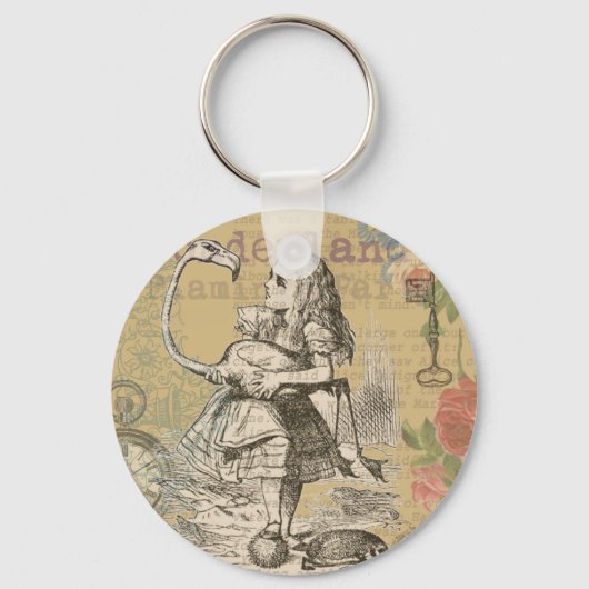 Alice in Wonderland Flamingo Classic Sleutelhanger (Voorkant)