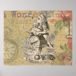 Alice in Wonderland Flamingo Klassiek Poster