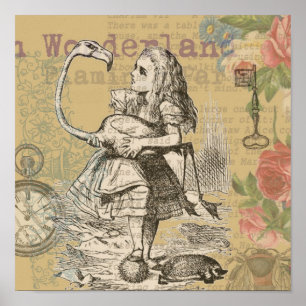 Alice in Wonderland Flamingo Klassiek Poster