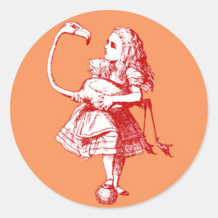 Alice in Wonderland Flamingo Ronde Sticker
