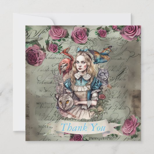 Alice in Wonderland Flat Dank u kaart (Voorkant)
