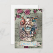 Alice in Wonderland Flat Dank u kaart (Voorkant / Achterkant)