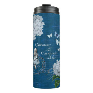 Alice in Wonderland Floral Blue Thermal Tumbler Thermosbeker