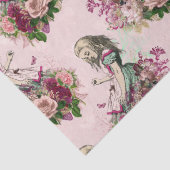 Alice in Wonderland  Floral Pink-ontkoppeling Tissuepapier (Detail)