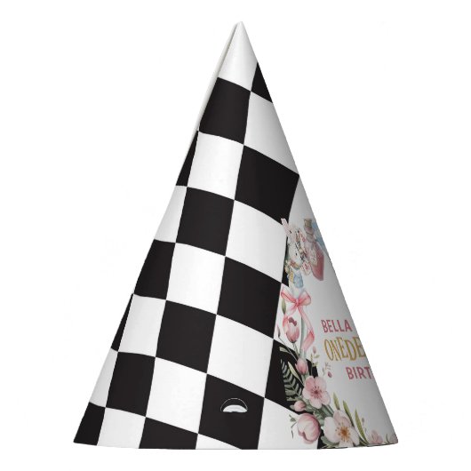 Alice in Wonderland Flower Lijst 1e verjaardag Feesthoedjes (Links)