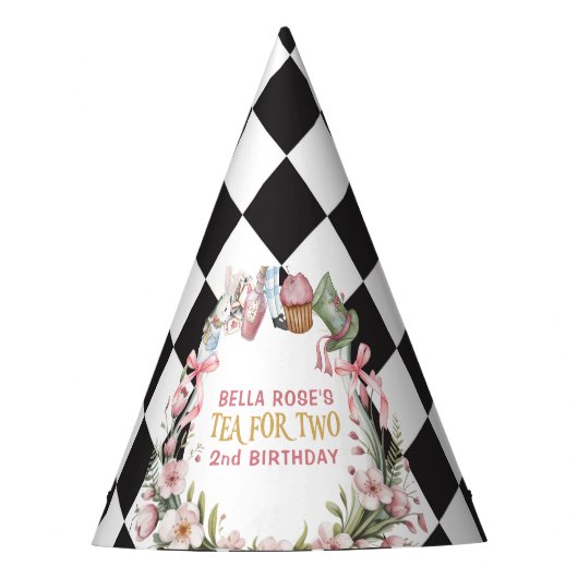 Alice in Wonderland Flower Lijst 2e geboortedag Feesthoedjes (Voorkant)