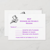 Alice in Wonderland Gekke Hoedenmaker Huwelijks RS RSVP Kaartje (Voorkant / Achterkant)