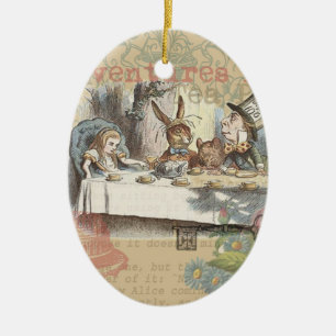 Alice in Wonderland Gekke Theepartij Keramisch Ornament