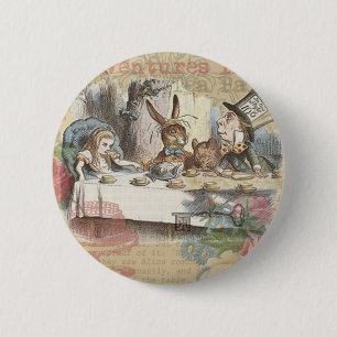 Alice in Wonderland Gekke Theepartij Ronde Button 5,7 Cm