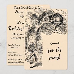 Alice in Wonderland Girl Birthday Party Invitation Kaart
