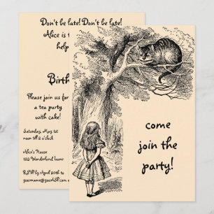 Alice in Wonderland Girl Birthday Party Invitation Kaart