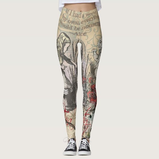 Alice in Wonderland gordijn klassieke kunst Leggings (Voorkant)