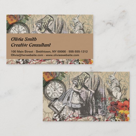 Alice in Wonderland gordijn klassieke kunst Visitekaartje (Voorkant / Achterkant)