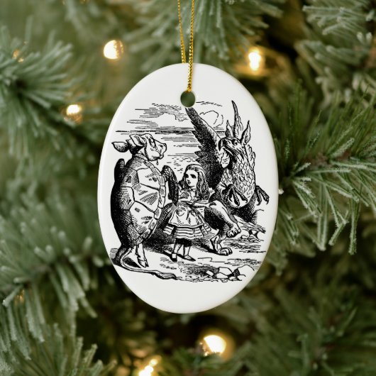 Alice in Wonderland, Griffin, Mock Turtle Keramisch Ornament (Boom)