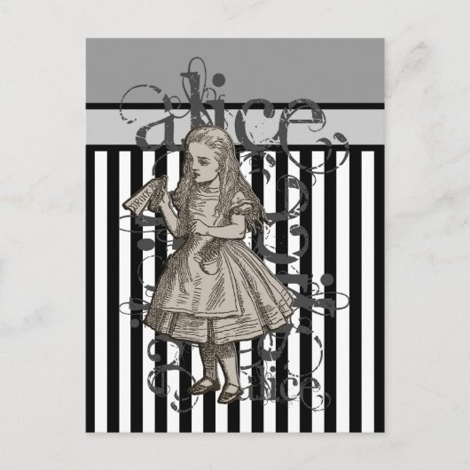 Alice in Wonderland Grunge Briefkaart (Voorkant)