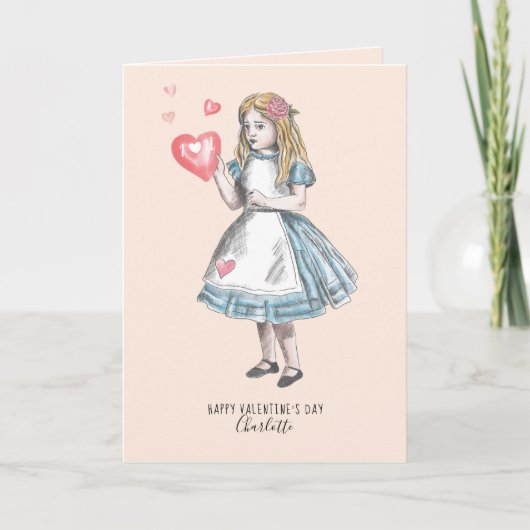 Alice in Wonderland Happy Valentijnsdag Feestdagen Kaart (Voorkant)