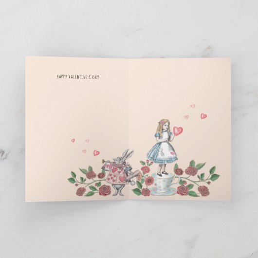 Alice in Wonderland Happy Valentijnsdag Feestdagen Kaart (Binnen)