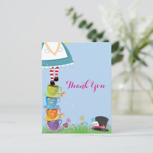Alice in Wonderland Hartelijk dank Briefkaart (Staand voorkant)