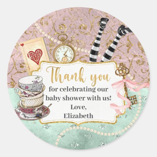 Alice in Wonderland Hartelijk dank Ronde Sticker (Voorkant)