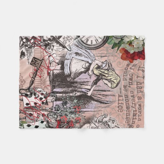 Alice in Wonderland Hatter en Rabbit Fleece Deken (Voorkant (Horizontaal))