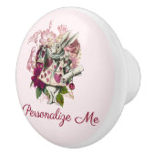 Alice in Wonderland Het witte konijn gepersonalise Keramische Knop (Rechts)