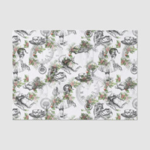 Alice in Wonderland Holly-kersttijdpapier Tissuepapier