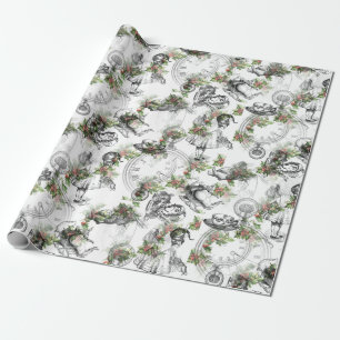 Alice in Wonderland Holly Stripe Wrapping Paper Cadeaupapier